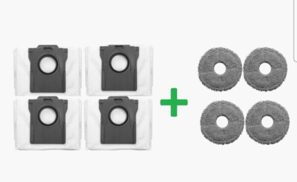 4 x mop   dweildoek + 4 x robotstofzuigerzak Dreame X50   X40   X30   Hoogwaardige vervanging